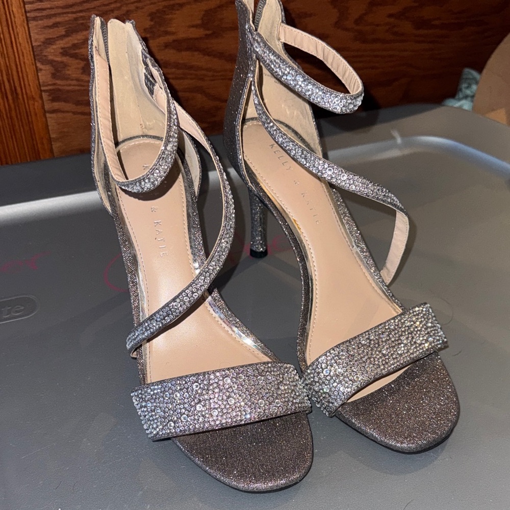 Elegant Silver Strappy Heels